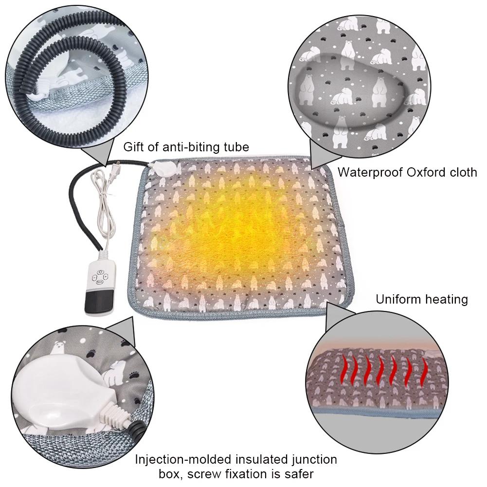 30-50°C Waterproof Adjustable Electric Blanket Pet Heating Pad With Timer Anti-bite Tube  Cat Dog Heated MatSleeping Supplies