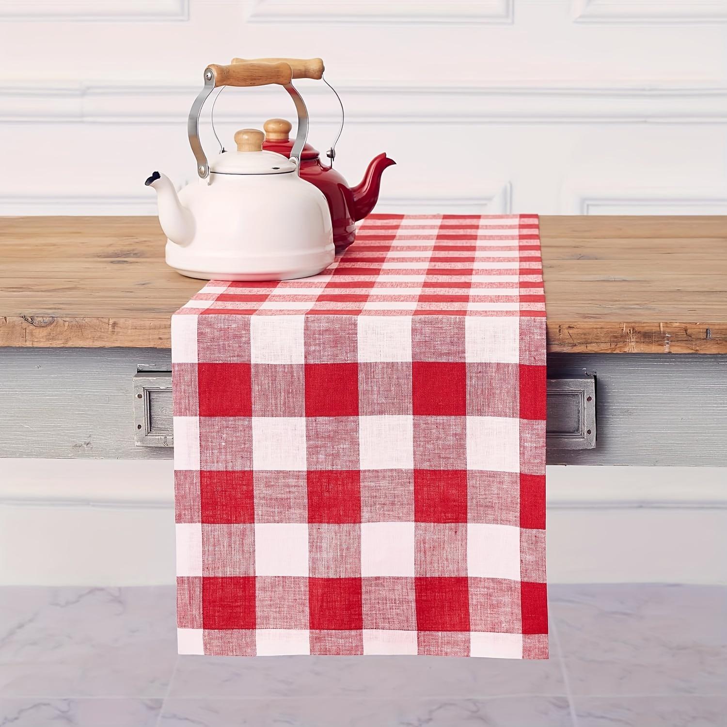 1 Piece Of Picnic Theme Table Runner With Red And White Plaid Pattern, Perfect For Backyard Barbecue, Outdoor Party, Farmhouse Decoration And Picnic P 33x90cm