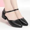 fashion New Women Casual Pumps 2024 Spring Summer Fashion Black Low Heel Woman Work Shoes Vintage Ladies Chunky One-word Buckle Heel