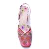 Johnature Handmade Genuine Leather Retro Court Style Exquisite Carved Comfortable High-heeled Sandals