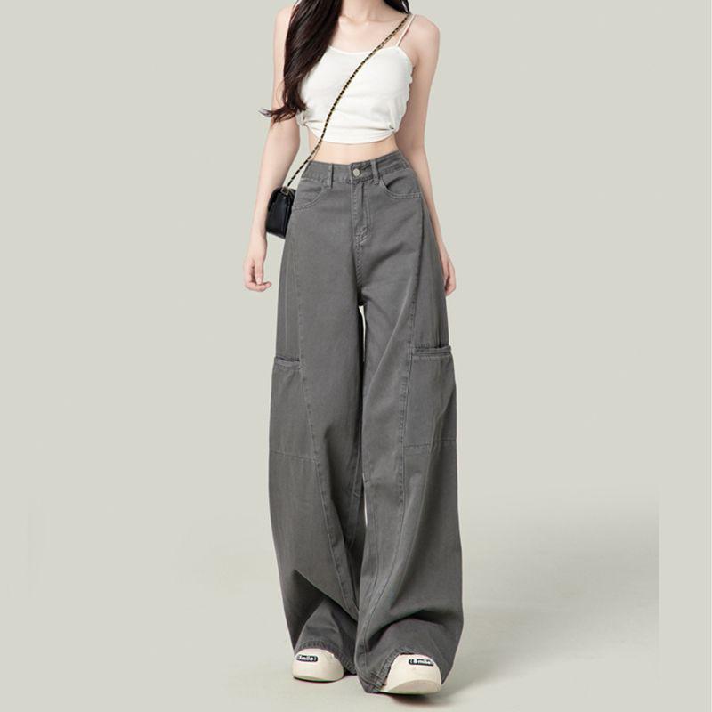 2026 Summer Women s American Retro Cargo Pants: Loose, Slimming, Pear Shape, Straight Wide Leg. XS