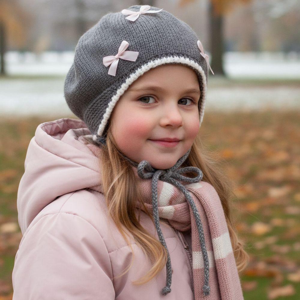 Soft Knit Baby Beanie Bow Decor Girl Hat Wind Proof Kids Hat Kids