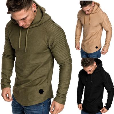 Hanorace de Primăvară pentru Bărbați Culoare Uni Design la Modă cu dungi și drapaj Moale Casual Gât Rotund Mânecă Lungă Simplă Topuri Streetwear