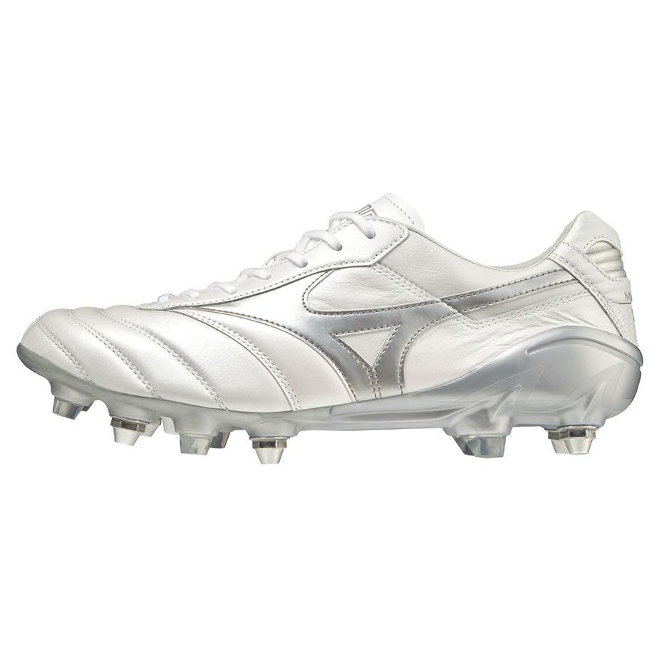 Mizuno Morelia Kangaroo Leather Comfortable Lightweight Soccer Shoes Men Soccer Shoes White Silver P1GC221003