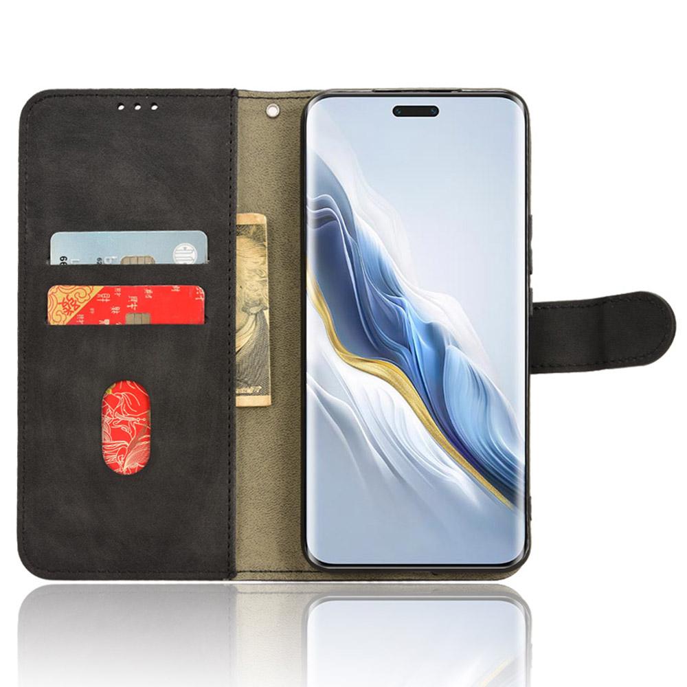 

For Honor Magic6 Pro 5G Skin-touch Leather Case Wallet Folio Flip Phone Cover Black