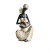 African Mother Figurine Hand-Painted and Infant Statue Embossed Woman