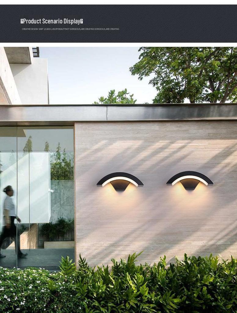 Waterproof Modern LED Outdoor Wall Lamp, Induction Courtyard & Balcony Light, Fan-Shaped Design