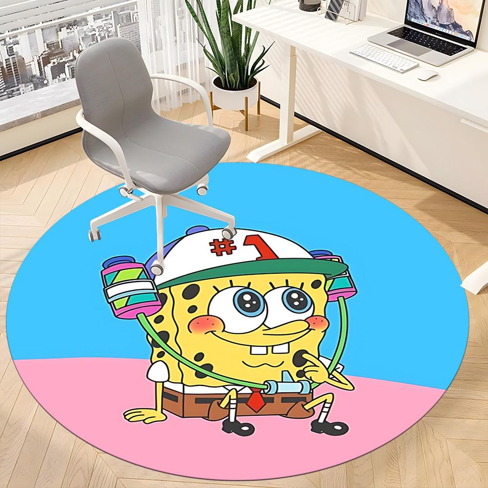 1pcSpongebob Office Round Area Rug, Indoor Mat Suitable For Office,Bedroom Living Room Home Decor, Room Deco A0928130