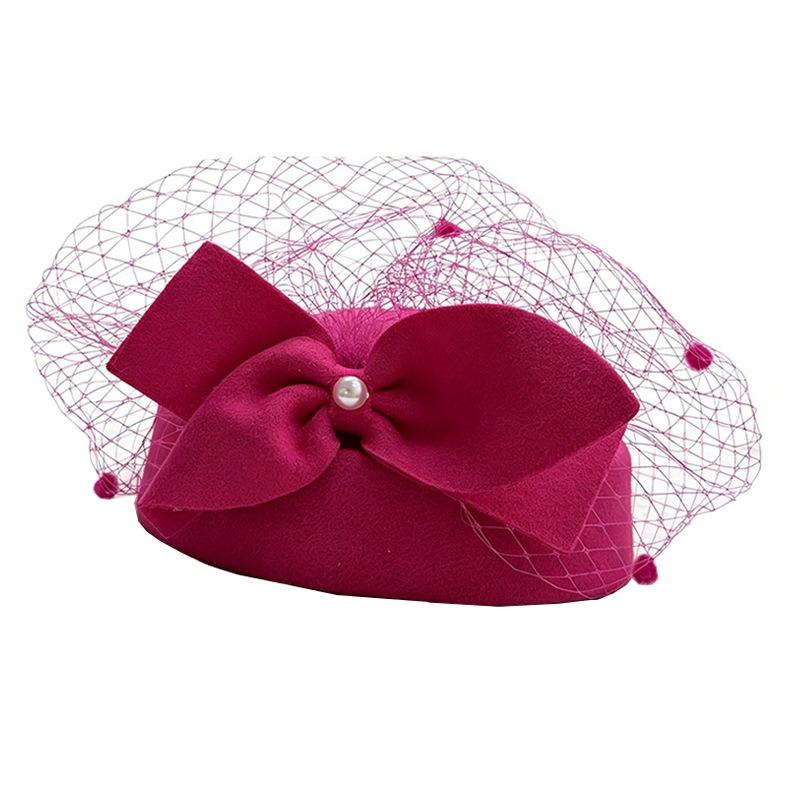 Women S Elegant Bow Mesh Decorative Retro Small Formal Hat For Winter Autumn