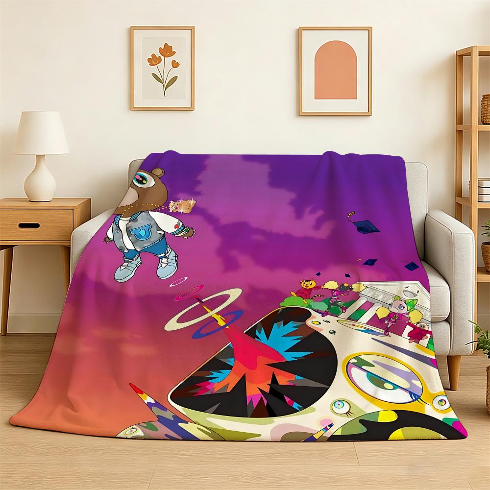 Rapper Star YE Kanye West Throw 240g Flannel Blanket Lightweight Soft Skin-friendly Summer Thin Throw Blanket 75X95CM