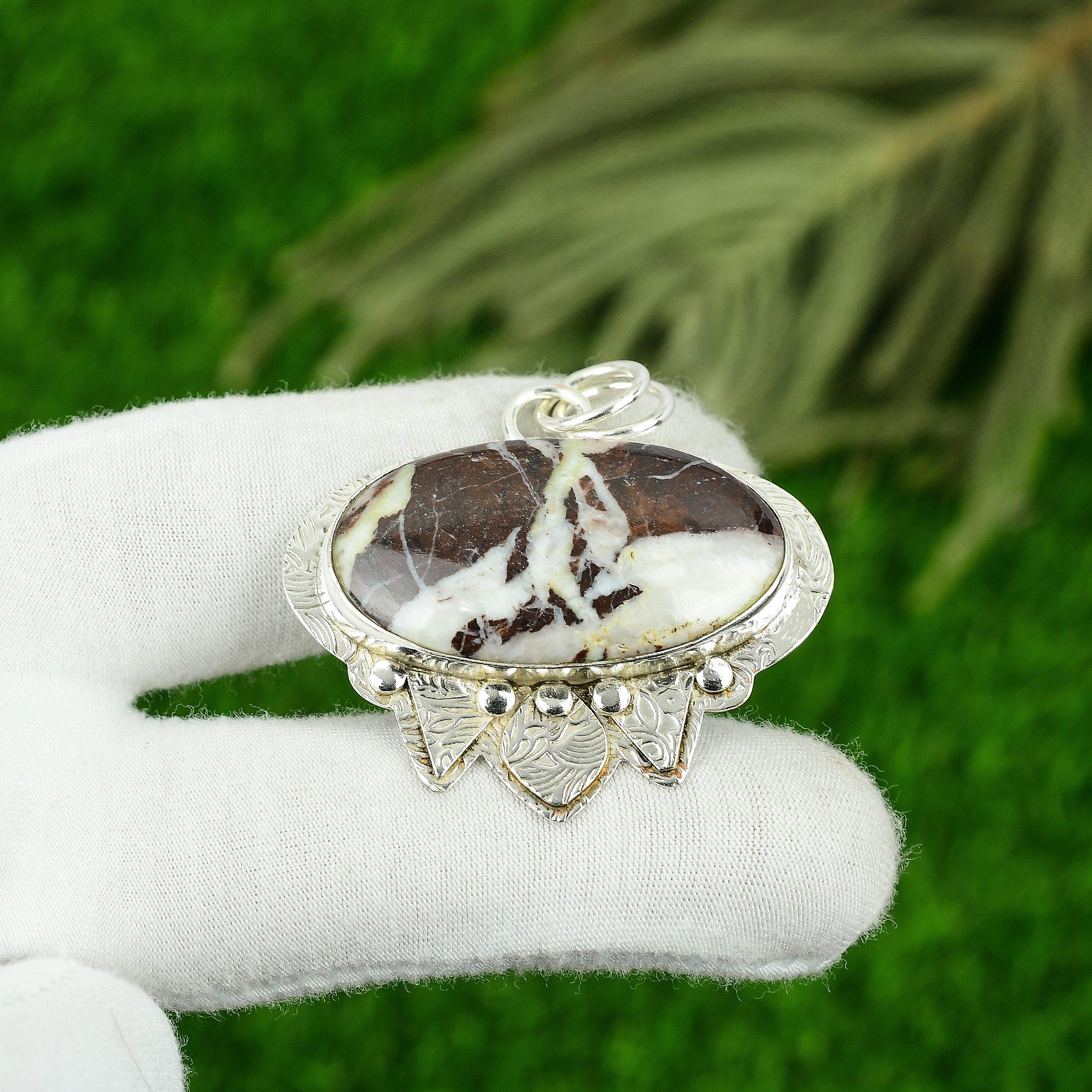 

Mothers day Deal Natural Coconut Jasper Sterling Silver Handmade Pendant Jewelry