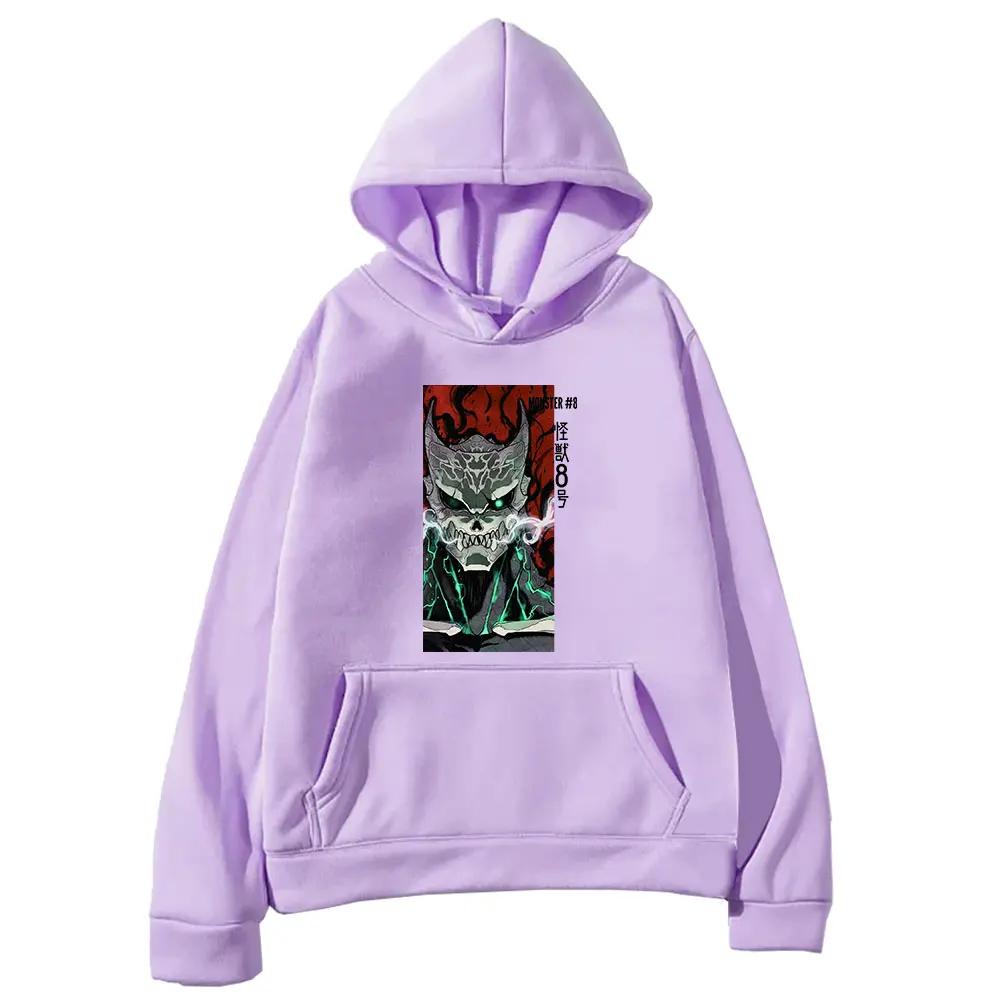 Manga Kaiju No.8 Print Sweatshirt Fall Long Sleeve Fleece Soft Hoodies Harajuku Oversized Anime Printed Streetwear Clothing