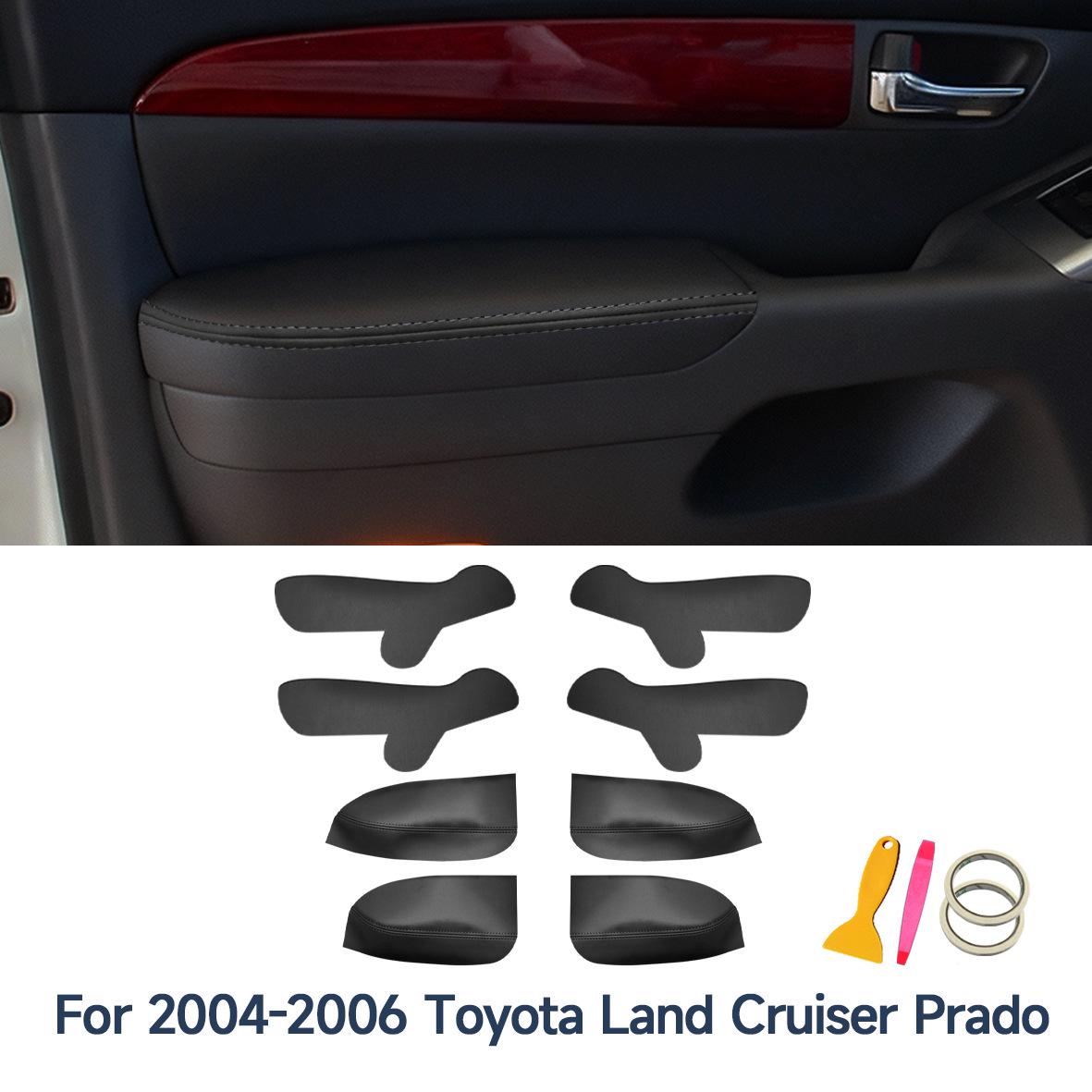 04-06 Toyota Prado 4-Door Leather Door Handle Wrap Kit Black Leather, Black Thread