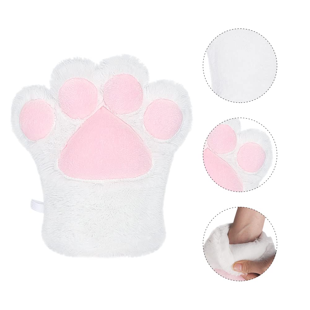 LONTG Cosplay Halloween Cute Cat Bear Paw Panda Gloves with Paw Fluffy and Warm Animal Gloves for Adults and Cosplay Winter Funny Cold Weather White