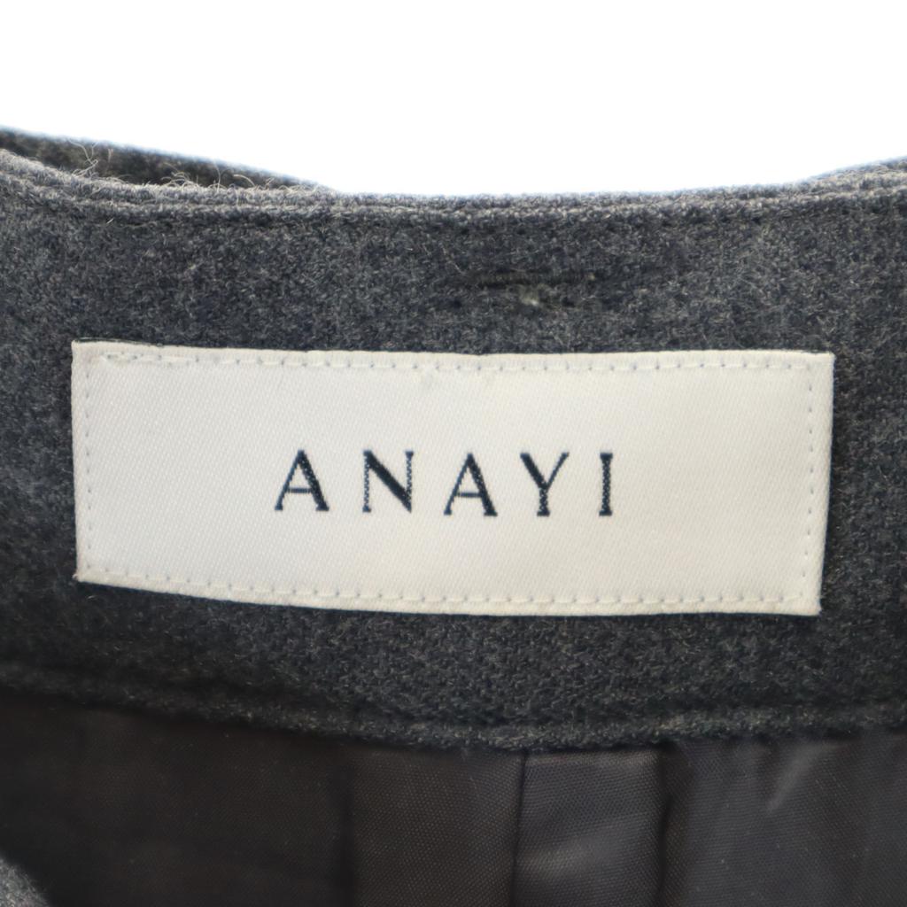 ANAYI Made in Japan Wool Blend Wide pants 38 gray With belt Women Used