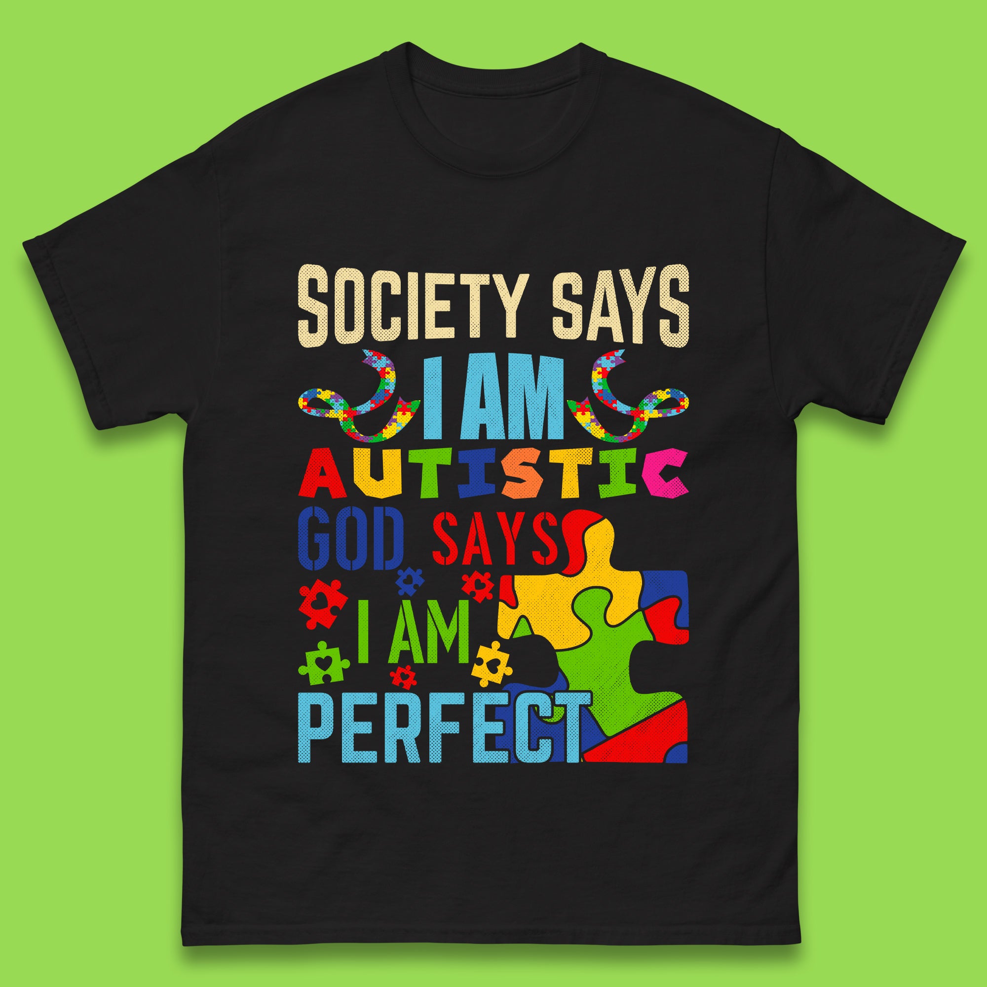 Society Says I Am Autistic Mens T-Shirt Womens Tops Tees S