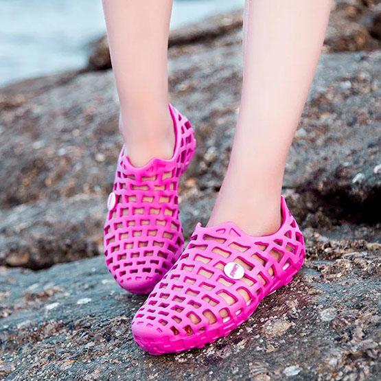 Spring Summer Women's Plus Size Wading Shoes Men's Casual Beach Sandals Non-slip Roman Sandals Solid Color Hollow Couple Shoes