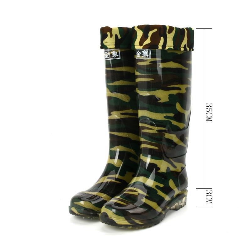 Water Shoes High Tube Camouflage Long Tube Rain Shoes Anti-men Rain Boots Velvet Water Boots Oil Rubber Shoes