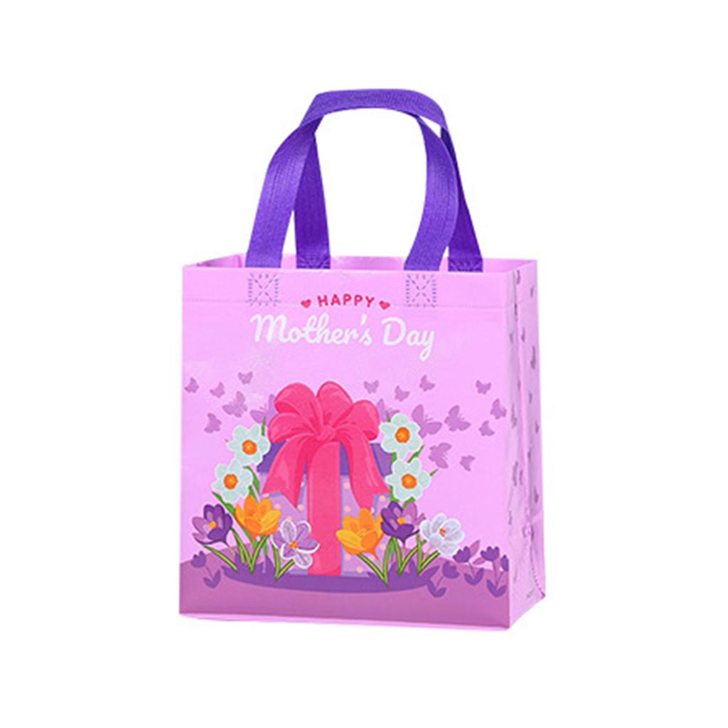 Thank You Bags Mothers Day Tote Gift Bags Floral Non-Woven Candy Bags with Handle Party Favor Reusable Gift Wrapping Bag
