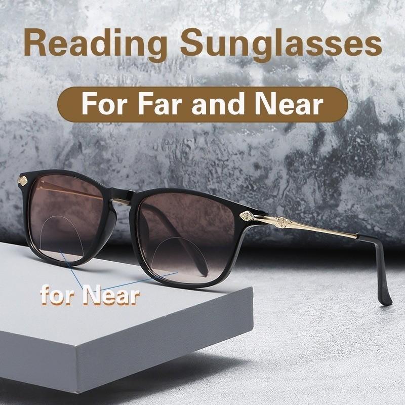 6PCS Dual-use Reading Sunglasses Look Far And Near Glasses For Reading Fashion Gray/Brown Lens