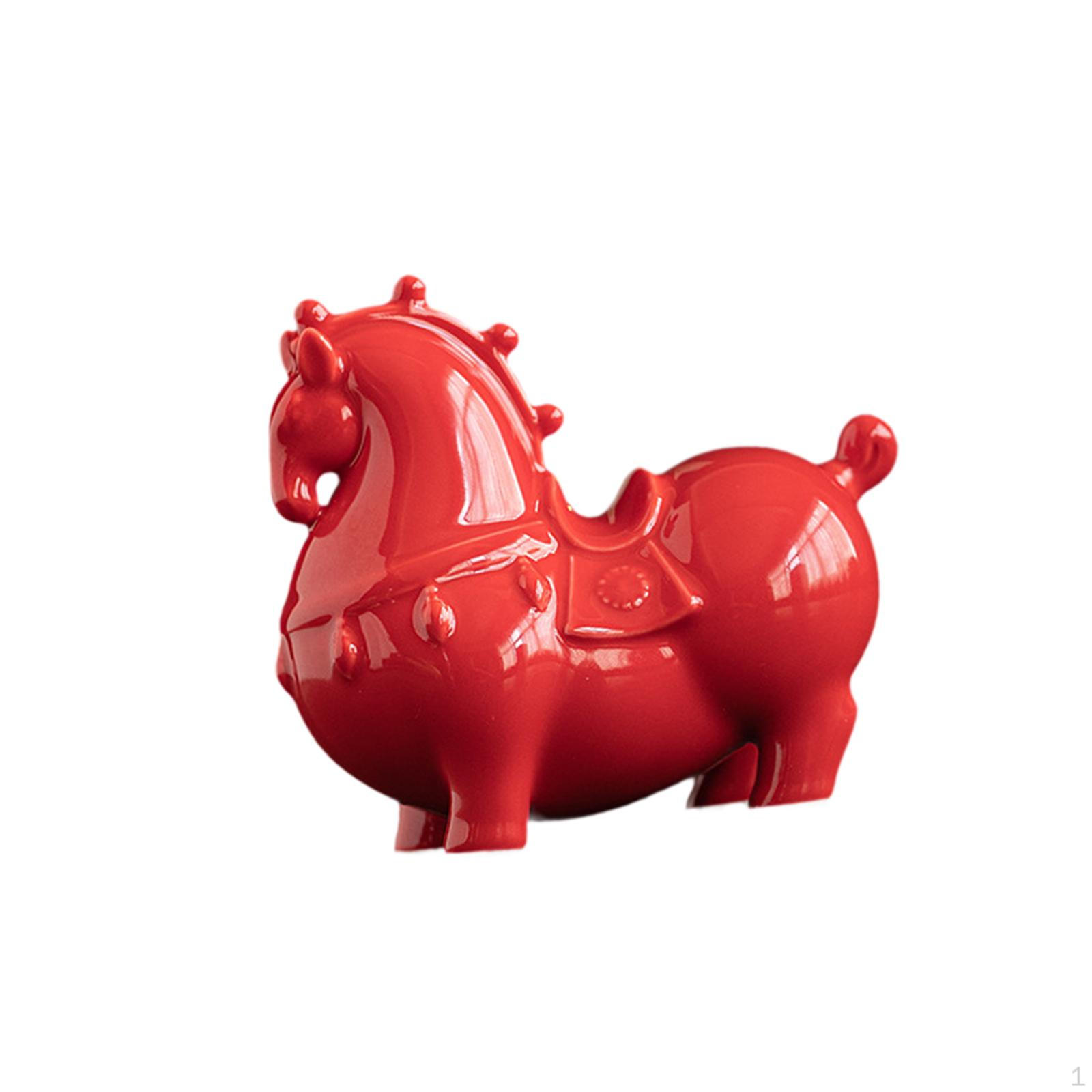 

Ceramic Horse Figurine, Modern Chinese Ornament, Decoration for Year, Pet Shelf Or Head Down красный