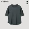 SHESMISS Round Neck Unbalanced Hem Blouse Swwblp21050
