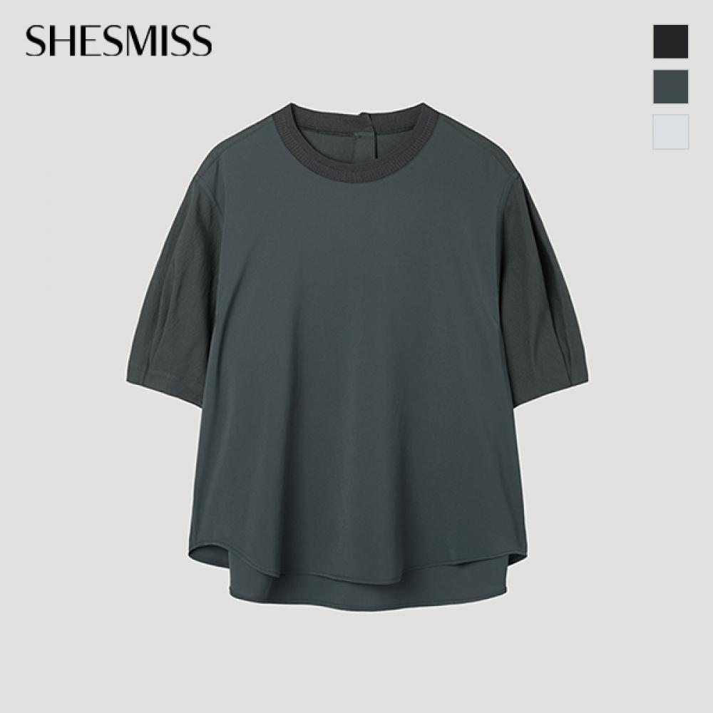 SHESMISS Round Neck Unbalanced Hem Blouse Swwblp21050