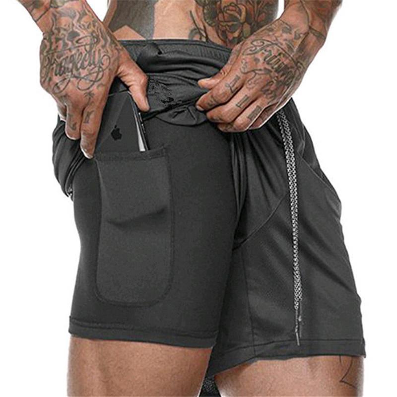 Men's Loose-Fit Double-Layer Running Shorts with Multi-Pockets for Sports & Outdoor Activities