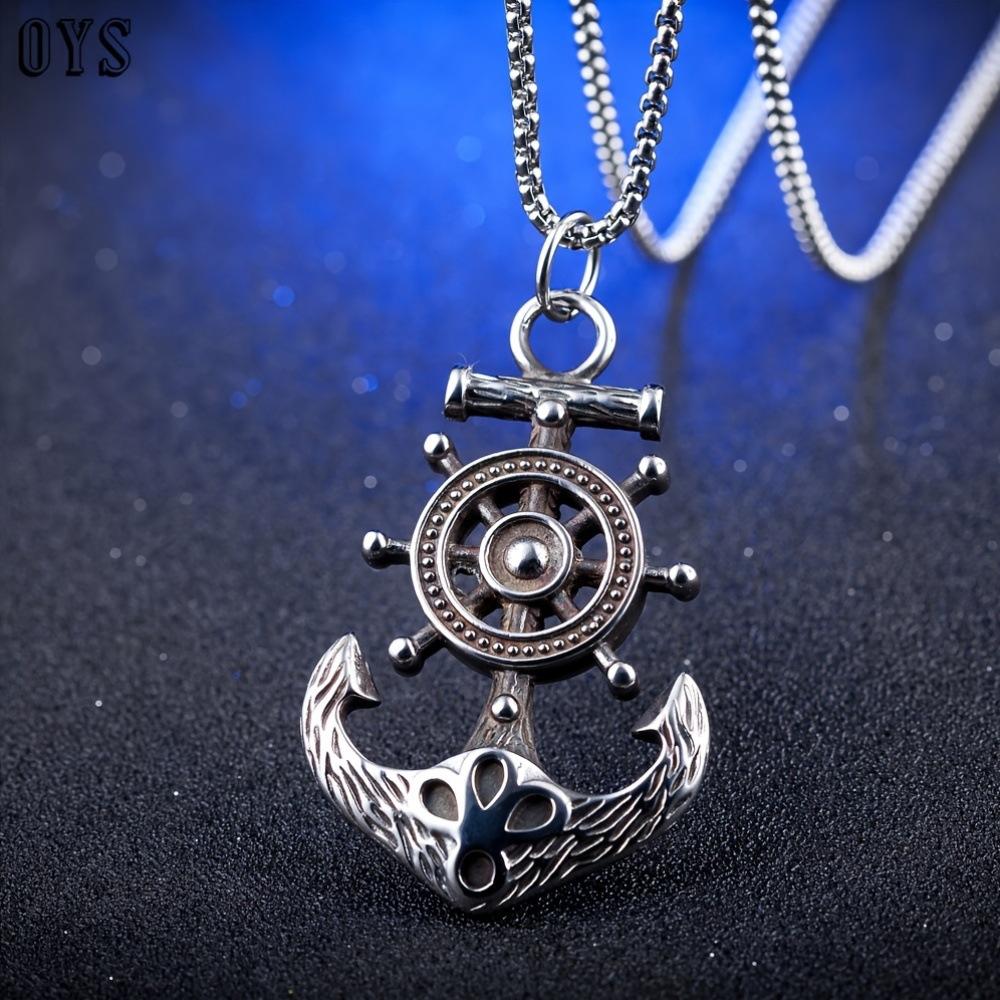 European and American Retro Pirate Anchor Men's Hip-hop Long Accessories Sweater Chain Necklace Pendant