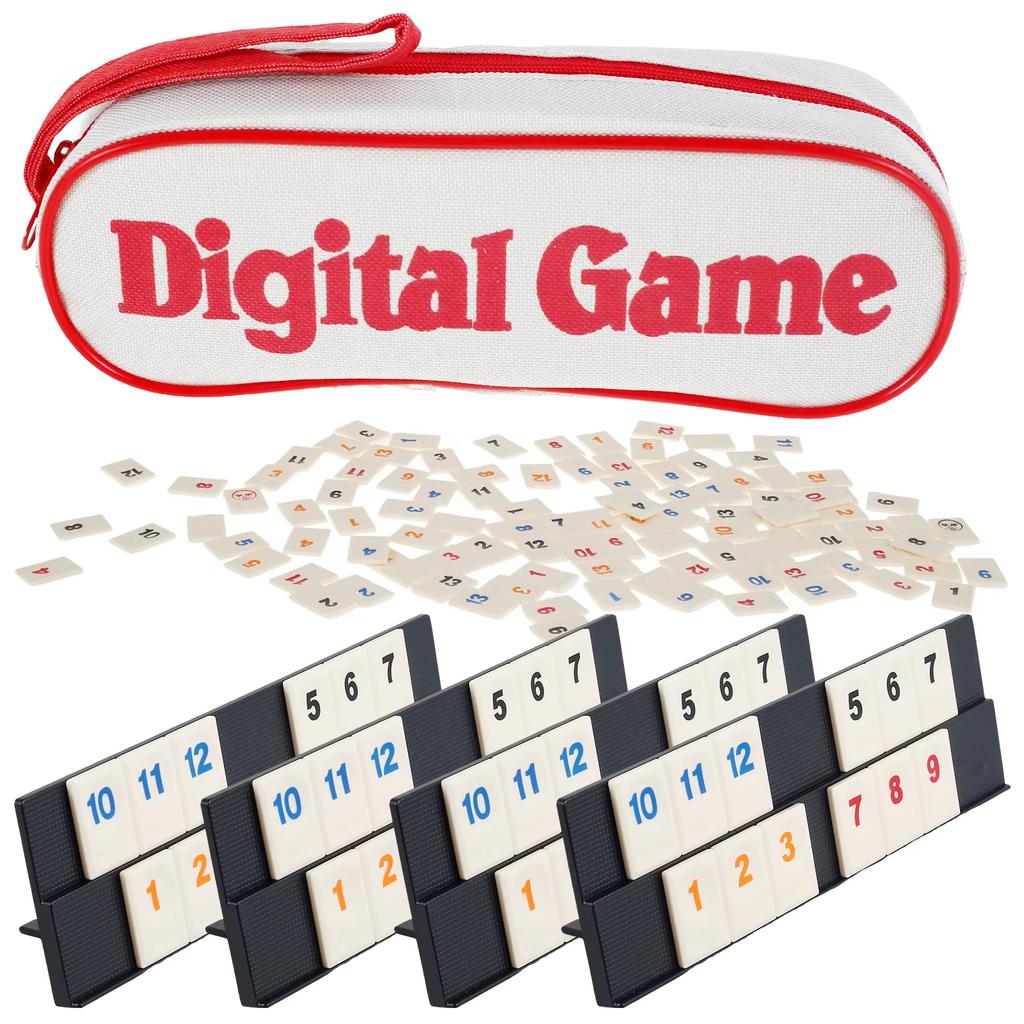 Rummy Cube Game With 4 Racks 104 Rummy Cube Game Set With Portable Case Rummy Tiles Travel Set For Family Classic Board Games