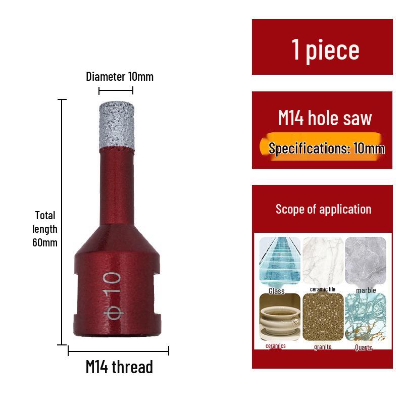Pânză diamantată brazată M14 pentru gresie, marmură, piatră, sticlă - Bit de găurit pentru polizor unghiular pentru mărirea găurilor