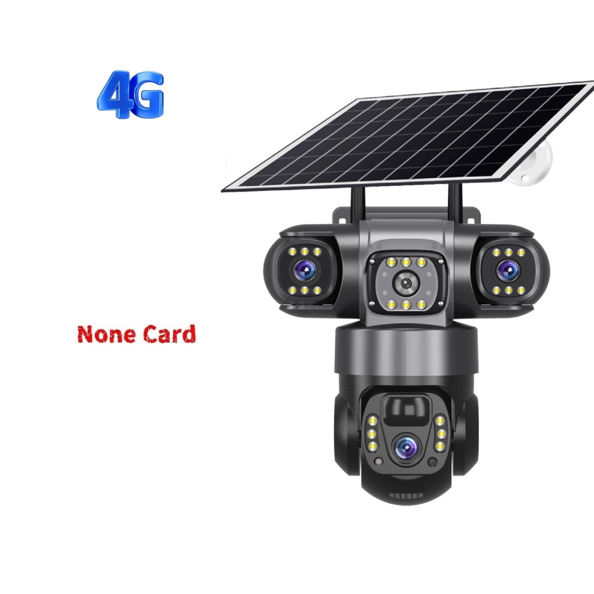 

4G Сонячна Камера 3 Об єктиви 3 Екрани Зовнішня CCTV Водонепроникна Нічне Бачення Двосторонній Зв язок Мобільне Відстеження IP Камера 【4G】Only Camera чорний