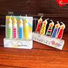 Retro Colorful Print Birthday Candle with Colored Flame for Cake Decoration
