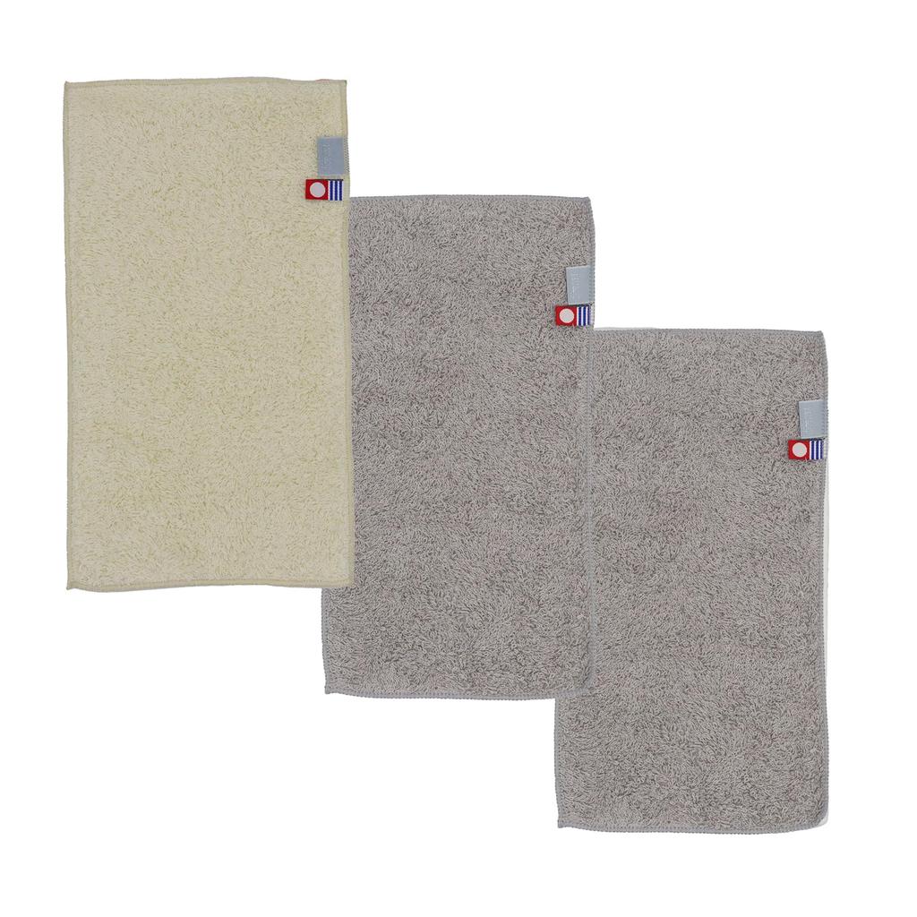 Made In Certified Imabari Towel Half 13 X 25 Set of 3 1 Soft and Fluffy Special Cotton Japan, Handkerchiefs, First, Cm, (2 Silver, Beige), Yarn, 100%