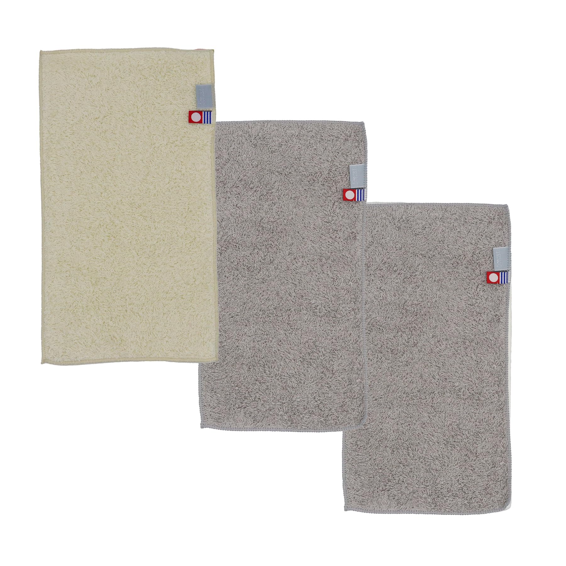 

Made in Certified Imabari Towel Half 13 x 25 Set of 3 1 Soft and Fluffy Special Cotton Japan, Handkerchiefs, First, cm, (2 Silver, Beige), Yarn, 100%