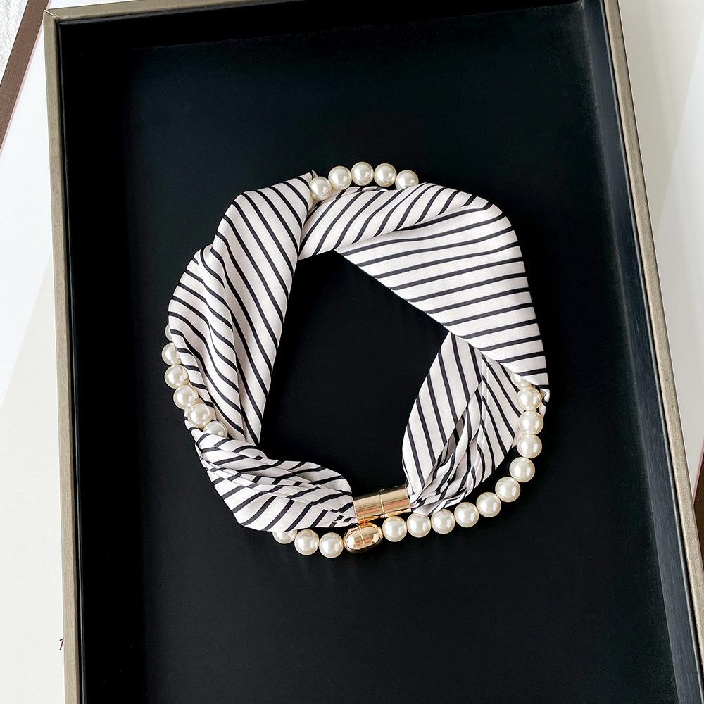 Magnetic Buckle Small Scarf Diamond Studded Magnetic Buckle Scarf Women'S Necklace Headband Scarf Light Luxury Exquisite