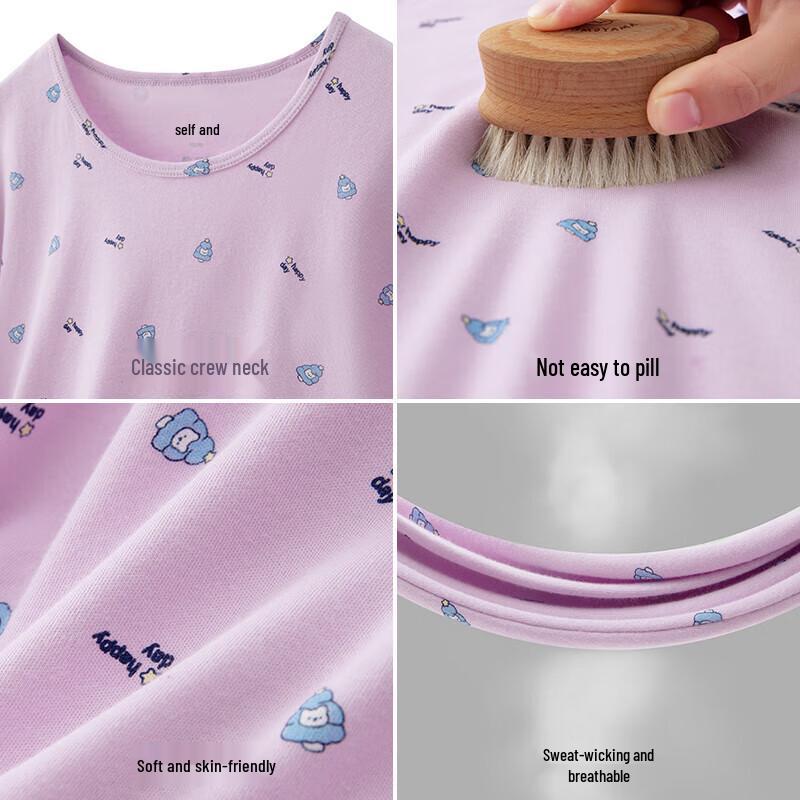 Yiershuang 5A Antibacterial 100% Cotton Women's Printed Thermal Underwear Set