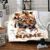 Tiger Cub Wearing A Feathered Headdress With The Word Below Multipurpose Personalized Blanket Personalized Name Warmthful Decor Suitable For Sofa
