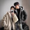 Unisex Winter Hooded Puffer Jacket Thick Cotton-Padded Coat With Faux Fur Collar Casual Outerwear Men Women