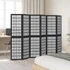 6 Piece Black Folding Screen Solid Paulownia Wood
