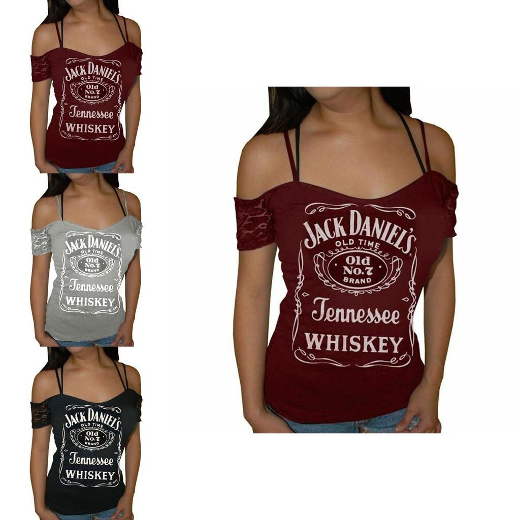 Sexy Summer Casual Loose Blouse For Women Off Shoulder Beach Tops With Letter Print And Lace Sleeves