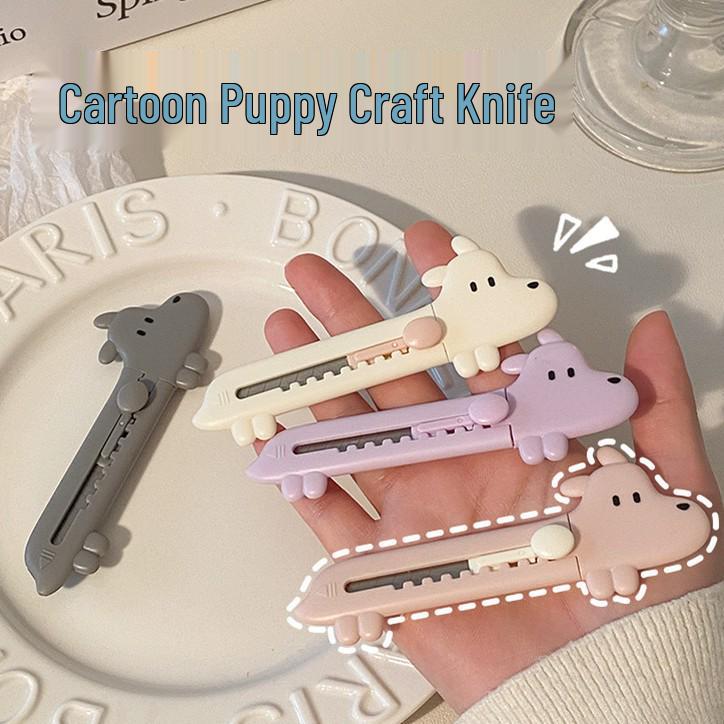 

New User Offer: Adorable Puppy Design Small Portable Paper Cutter & Utility Knife Random Color Puppy Utility Knife - 2 Pieces