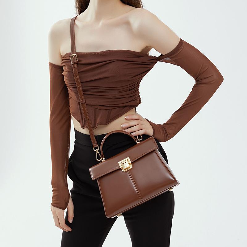 Horseshoe Buckle Work Commute Leather Bag High Quality Handbag Single Shoulder Crossbody Bag