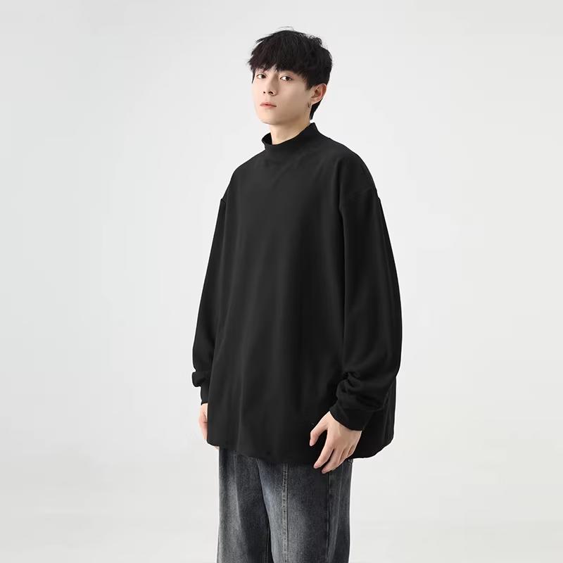 

Men s Double-Sided Velvet Semi-Turtleneck Tee M