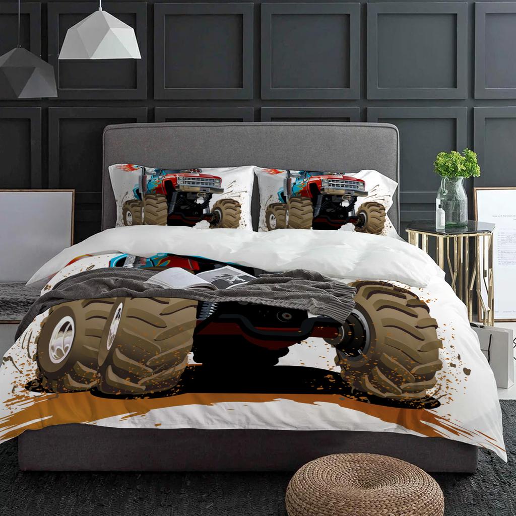 Cartoon Animation Truck Bedding Set 3pcs Boys Girls Duvet Cover Pillowcase Kids Adult Quilt Cover Double Bed Set Home Textile