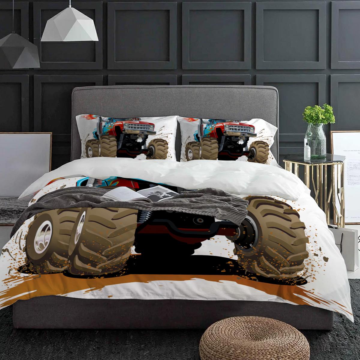 

Мультяшная анимация Грузовик Постельный комплект 3 предмета Мальчики Девочки Пододеяльник Наволочка Детский Взрослый Покрывало Двуспальный комплект Домашний текстиль EU single(135x200cm)