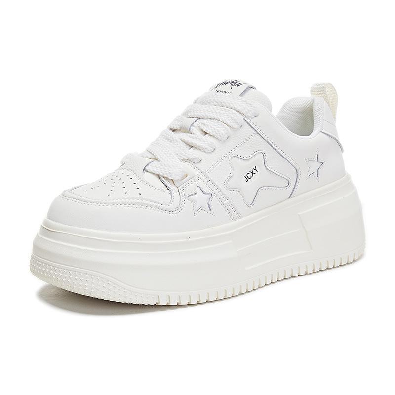 Leather Women's Spring and Autumn New Versatile Black and White Panda Single Shoes Women's Thick-soled Height-increasing Star Casual Shoes
