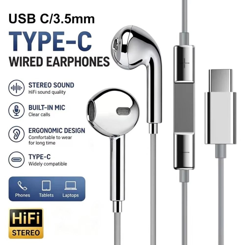 Metallic Finish In-Ear Earbuds In-Line Remote Earphones With Microphone Mobile Phone Calling
