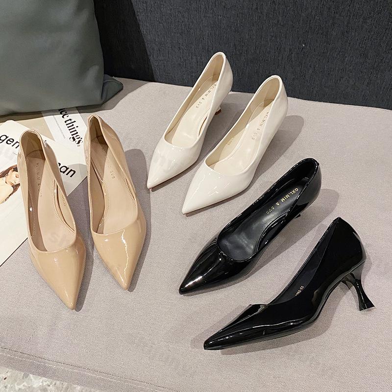 Fashion Spring Fashion Shoes Women's 2025 New Concise Elegant Medium Heel Women's Pumps Pointed Toe Shallow Thin Heels High Heels