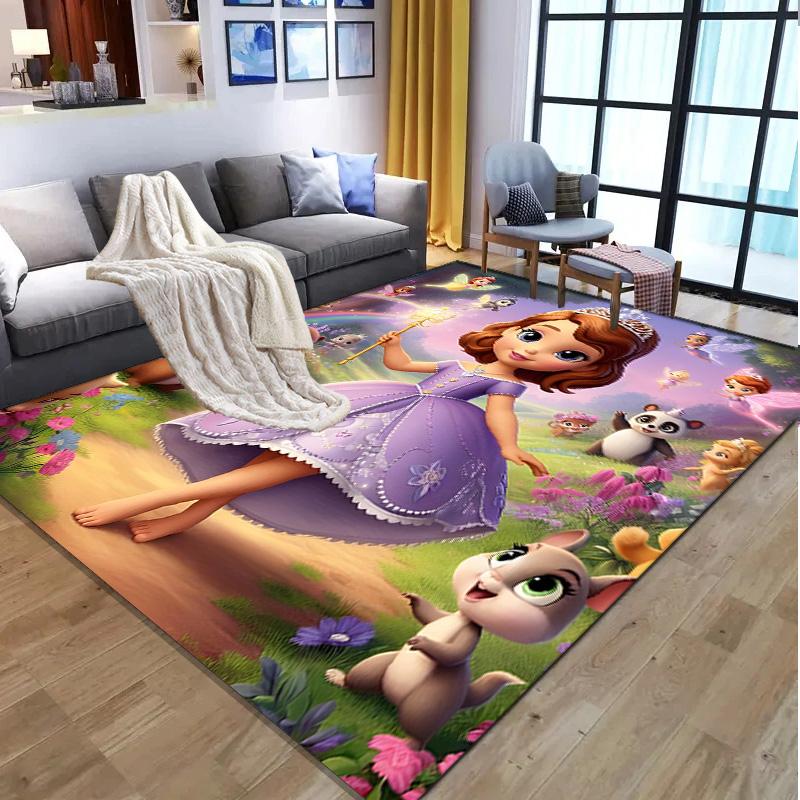 Sofia the First Pattern Rug, Indoor/Outdoor Mat, for Picnic, Gameroom, Bedroom, Office, Living Room, Home Decor Carpet, Birthday Gift